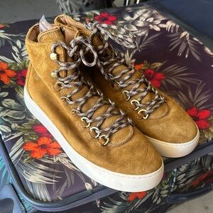 Frye Women’s Suede High-Top Sneakers in Tan with Contrast Laces
